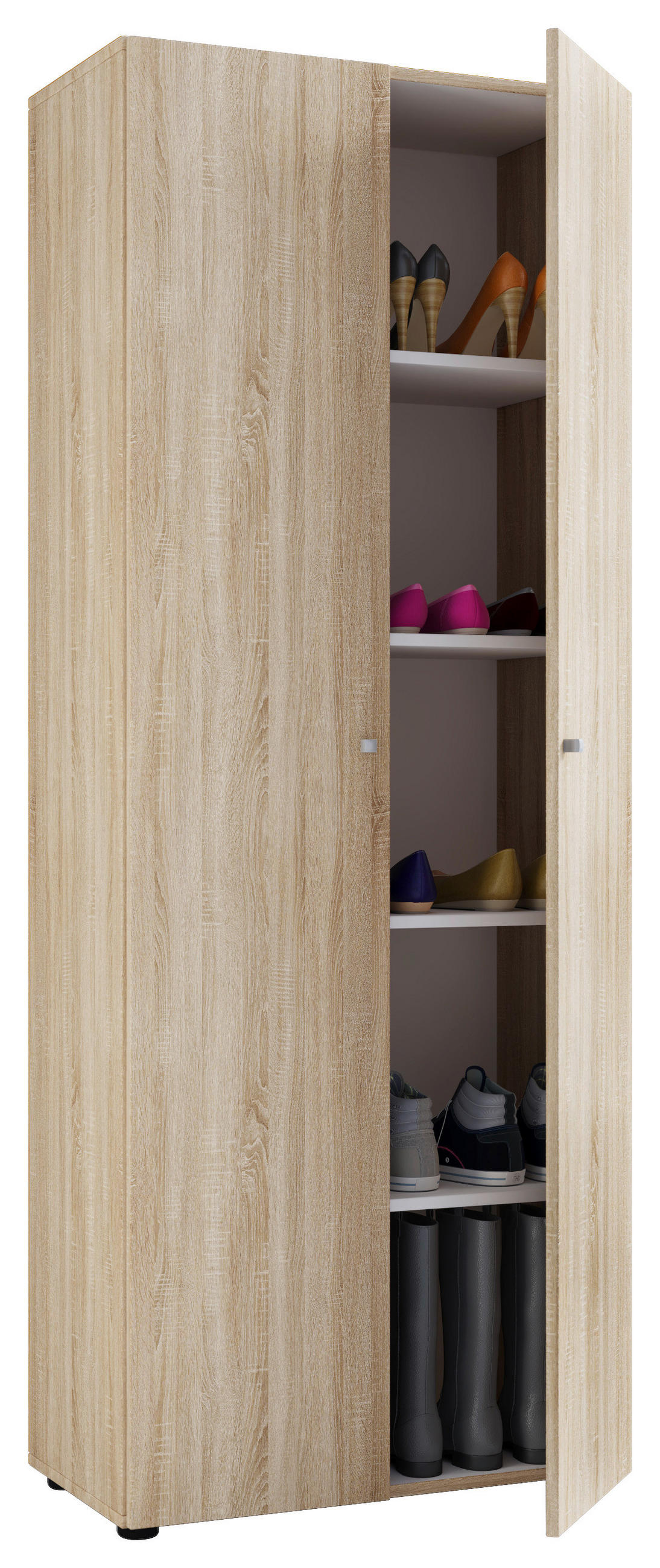 SCHUHSCHRANK Sonoma Eiche  - Silberfarben/Schwarz, Design, Holzwerkstoff/Kunststoff (71/180/39cm) - MID.YOU