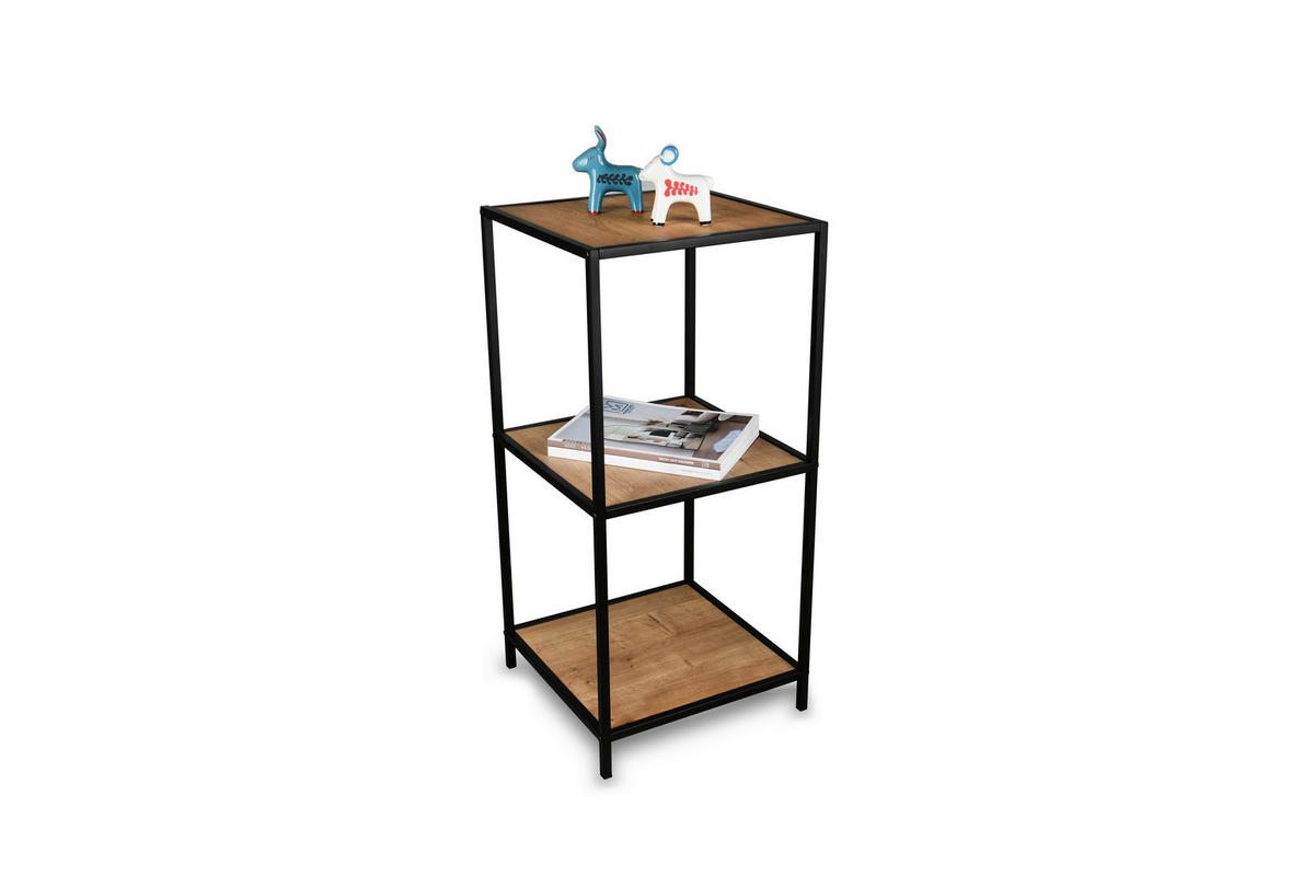 BEISTELLTISCH 40/40/85 cm Schwarz, Eiche Artisan quadratisch  - Schwarz/Eiche Artisan, Basics, Holzwerkstoff/Metall (40/40/85cm) - Milino