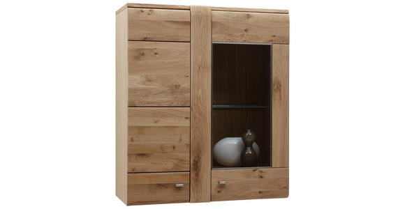 HÄNGEVITRINE Eiche furniert, massiv Eichefarben - Eichefarben/Alufarben, KONVENTIONELL, Glas/Holz (89/103,3/37,7cm) - Voleo