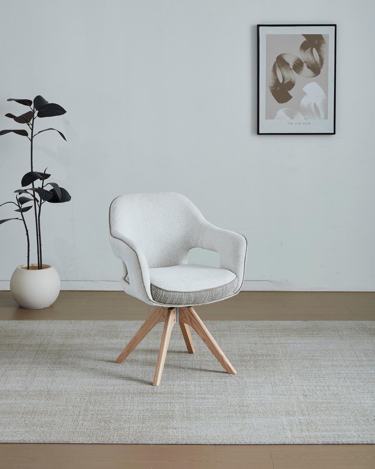 ARMLEHNSTUHL in Holz, Textil Eichefarben, Beige  - Eichefarben/Beige, Design, Holz/Textil (62/84/62cm) - Valnatura