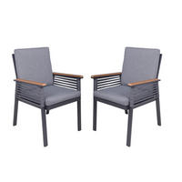 GARTENSTUHL-SET Metall, Kunststoff, Textil Naturfarben, Schwarz, Dunkelgrau  - Dunkelgrau/Schwarz, Basics, Kunststoff/Textil (56/86/53cm) - Gardenson