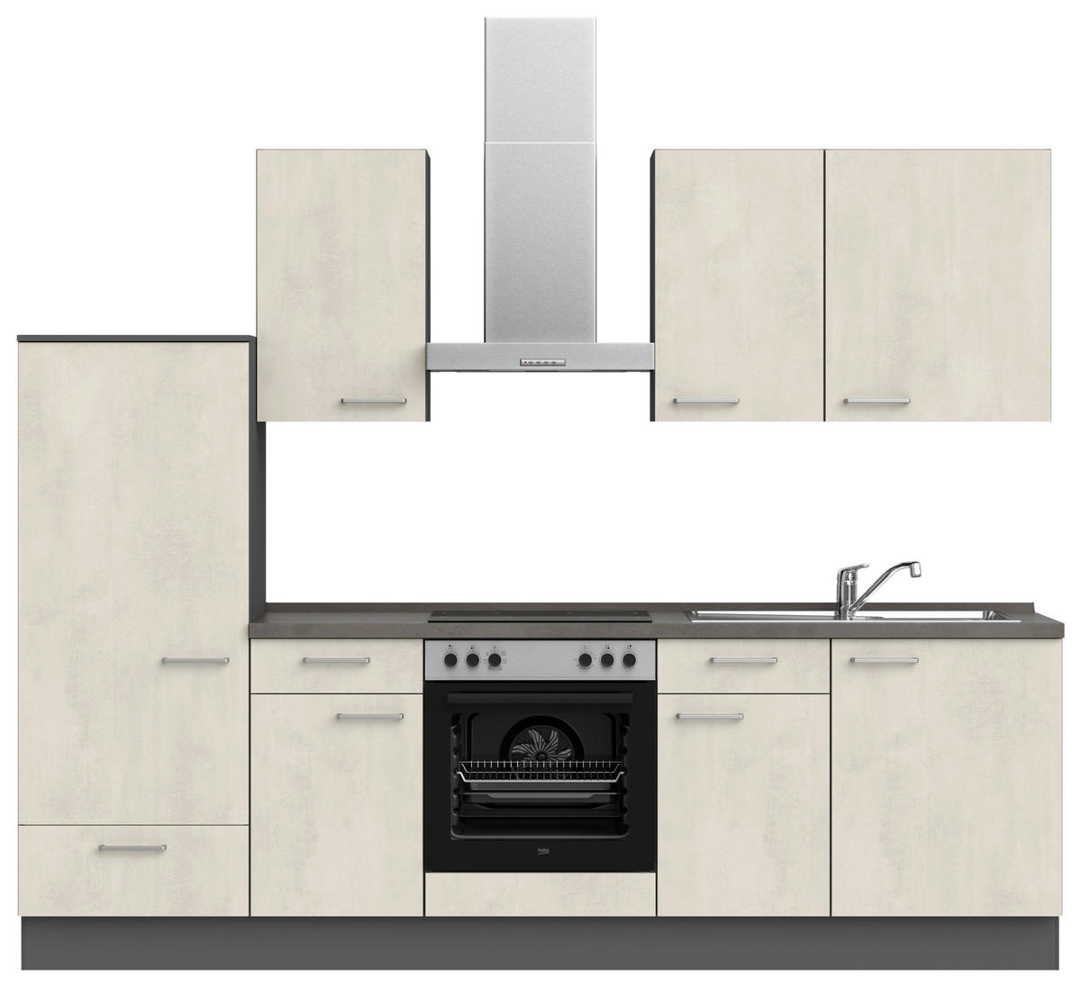 Bucătărie Fără Electrocasnice  - ardeziu/alb, Modern, metal/material pe bază de lemn (270cm) - Nobilia