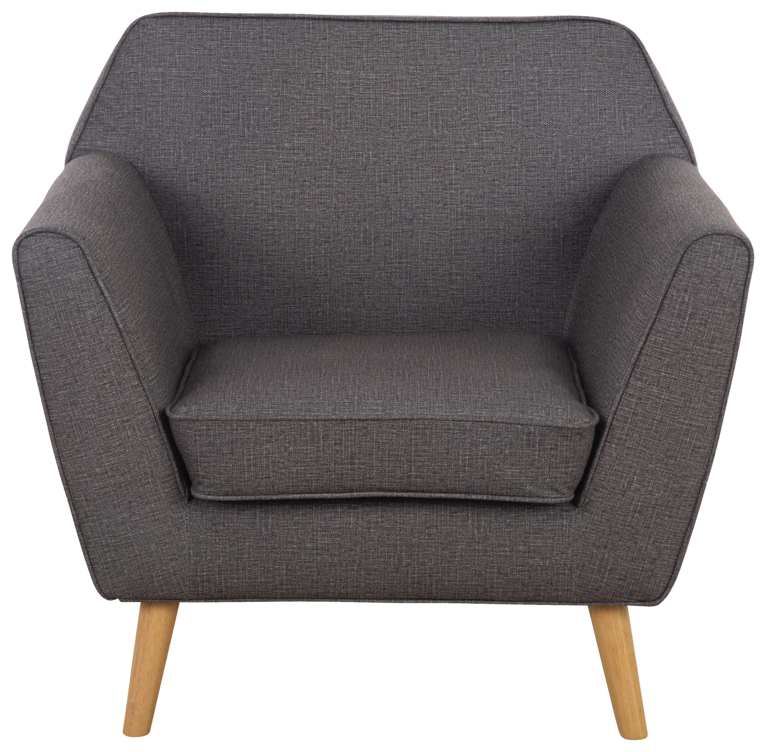 SITZGARNITUR Leinenoptik Dunkelgrau  - Dunkelgrau/Naturfarben, MODERN, Holz/Textil (178.5/83/79cm) - P & B