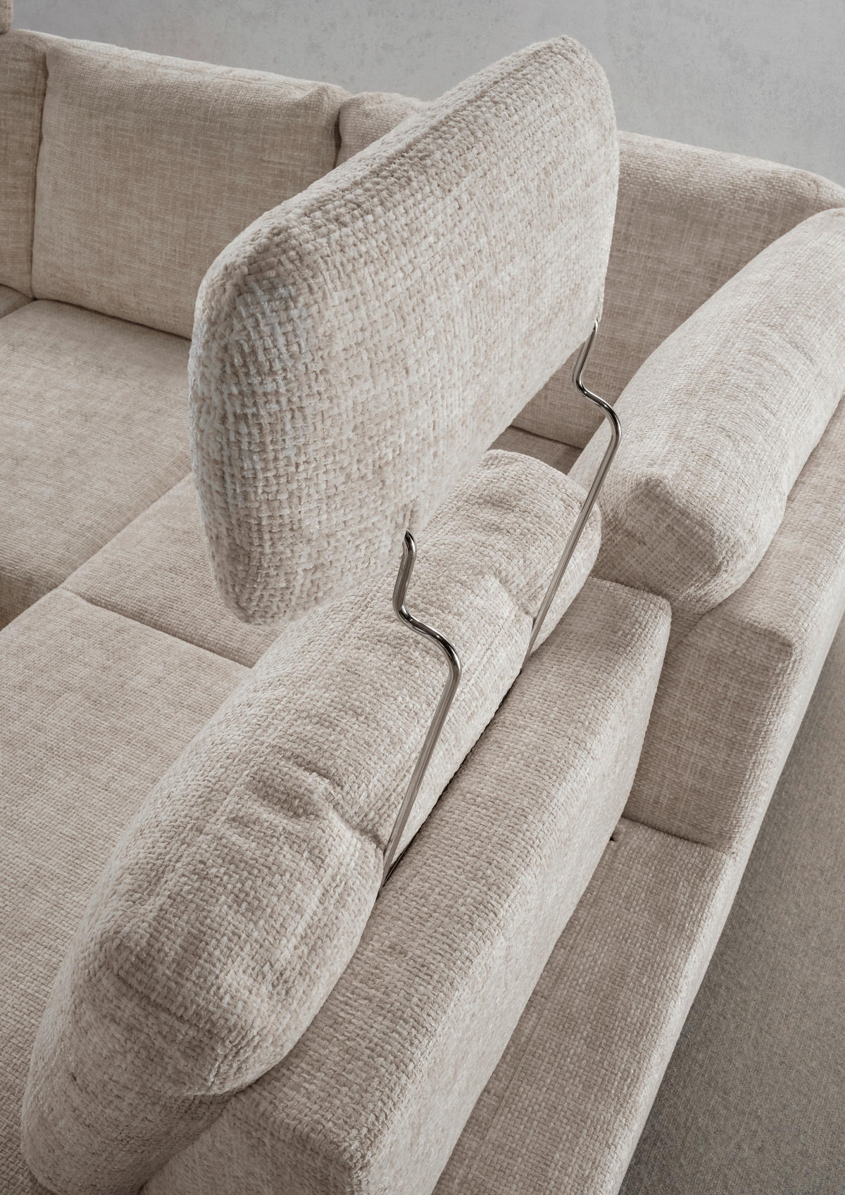 ECKSCHLAFSOFA Struktur Creme  - Wildeiche/Creme, MODERN, Holz/Textil (265/206cm) - Livetastic
