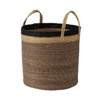 DEKORAČNÝ KÔŠ sivá, prírodná farba, čierna - čierna/sivá, Basics, prírodné materiály (26/31cm)