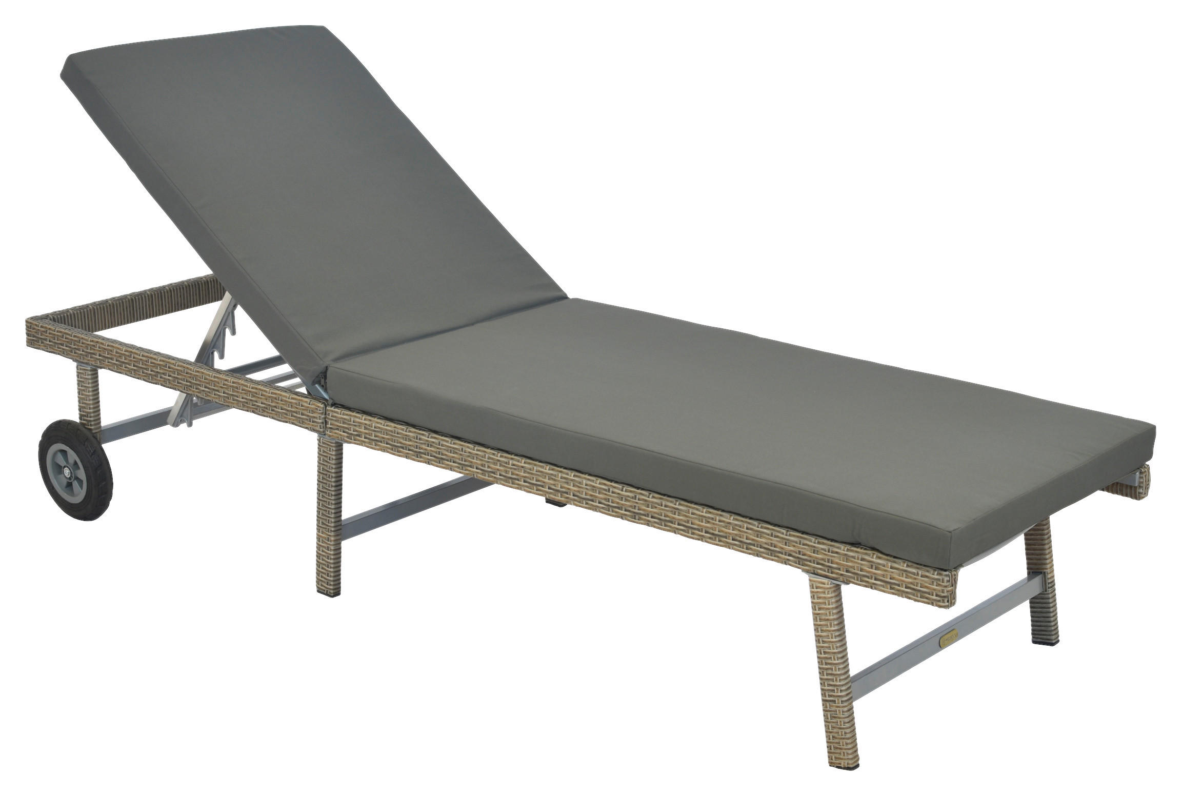 GARTENLIEGE 202/35/65 cm  - Beige/Grau, MODERN, Kunststoff/Metall (202/35/65cm) - Gardenson