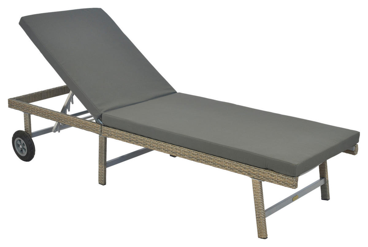 GARTENLIEGE 202/35/65 cm  - Beige/Grau, MODERN, Kunststoff/Metall (202/35/65cm) - Gardenson