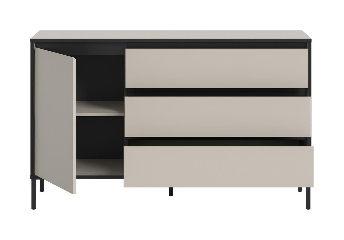SIDEBOARD  in 136/83/38 cm  - Kaschmir/Schwarz, Design, Holzwerkstoff/Metall (136/83/38cm) - Livetastic