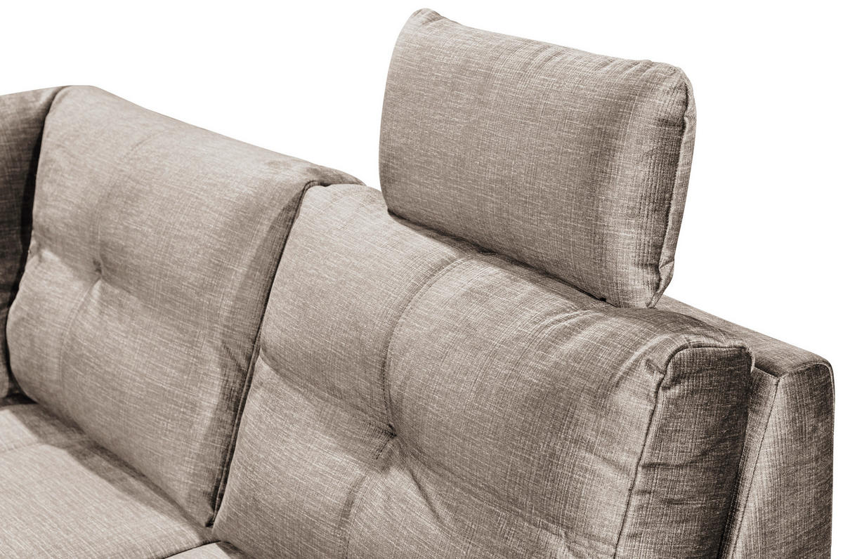 WOHNLANDSCHAFT Creme Mikrovelours  - Creme/Schwarz, KONVENTIONELL, Kunststoff/Textil (127/334/217cm) - Carryhome