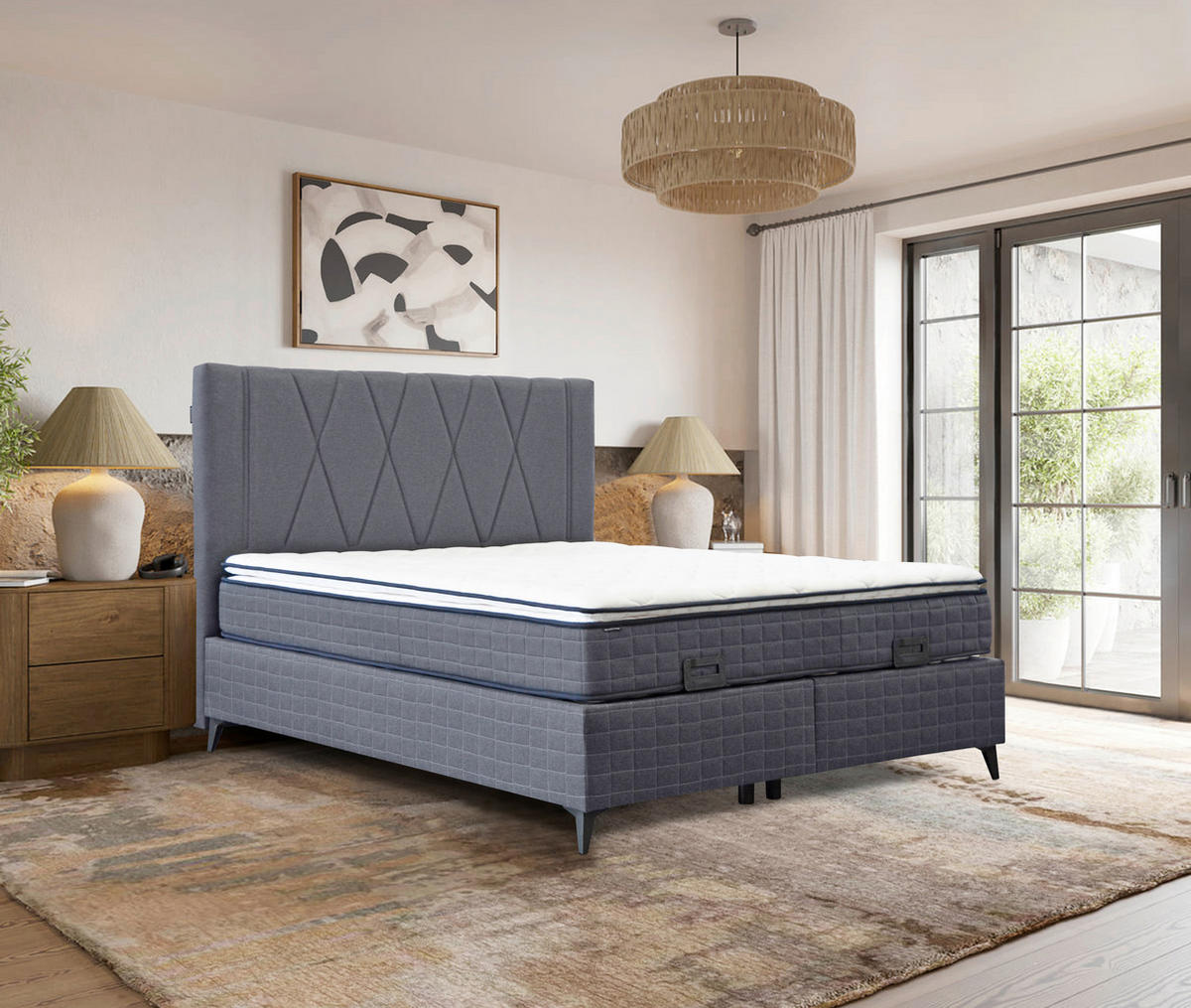 BOX KREVET     crna  - crna, Moderno, drvni materijal/tekstil (180/200cm)