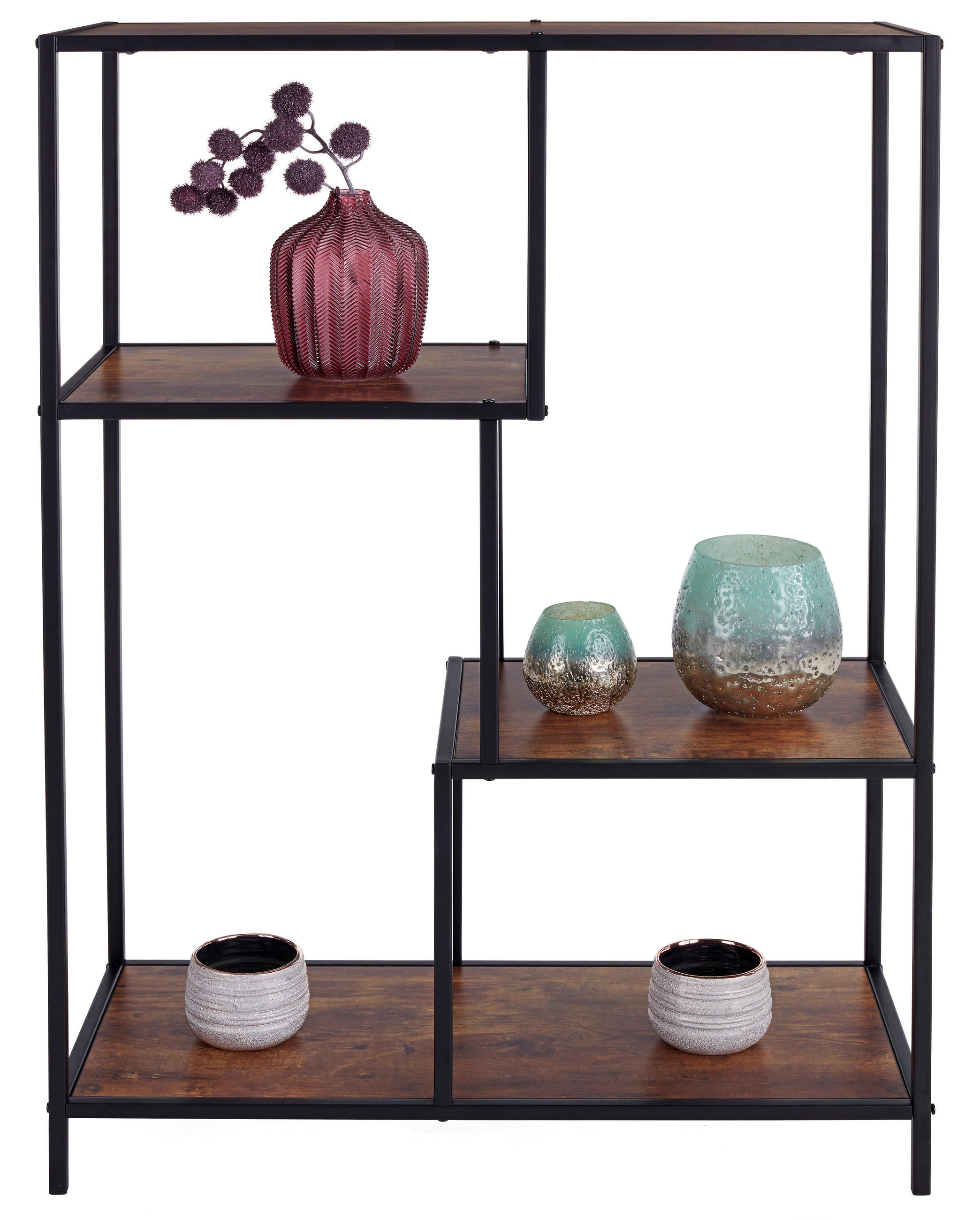 ETAJERĂ 77/114/33 cm culoare natur, negru - culoare natur/negru, Modern, metal/material pe bază de lemn (77/114/33cm) - MID.YOU