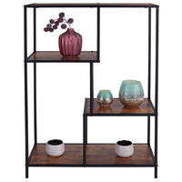 ETAJERĂ  77/114/33 cm negru, culoare natur  - culoare natur/negru, Modern, metal/material pe bază de lemn (77/114/33cm) - MID.YOU