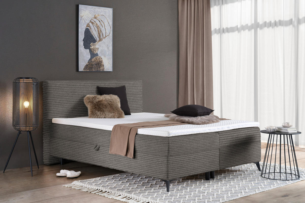 BOXBETT 180/200 cm  in Taupe  - Taupe/Schwarz, Design, Holz/Holzwerkstoff (180/200cm) - Xora