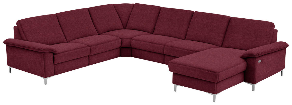 WOHNLANDSCHAFT in Chenille Rot  - Rot/Alufarben, Design, Textil/Metall (265/333/170cm) - Dieter Knoll