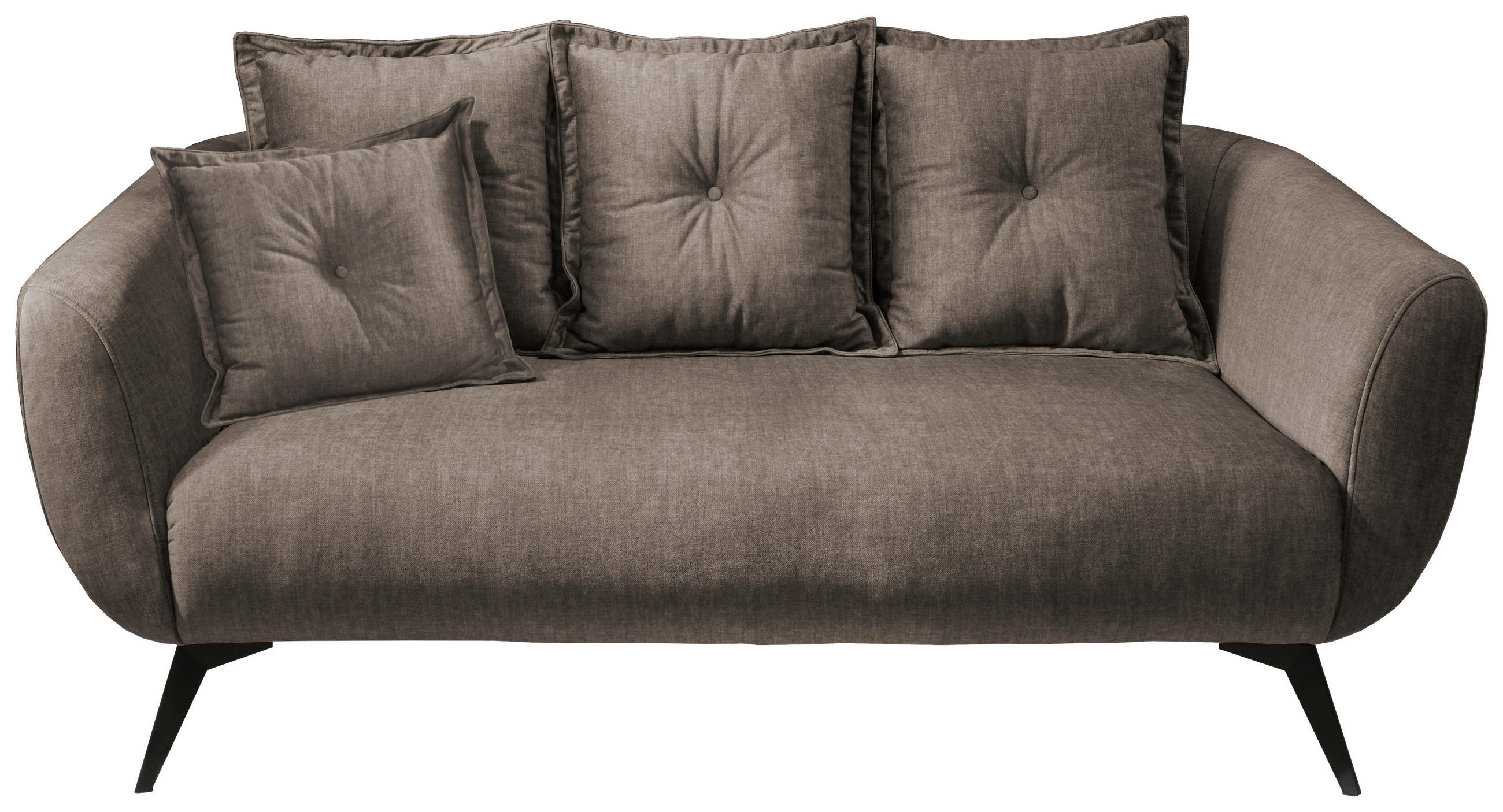 2,5-SITZER Velours Braun  - Schwarz/Braun, MODERN, Holz/Textil (196/94/103cm) - Livetastic