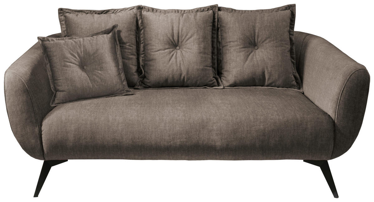 2,5-SITZER in Velours Braun  - Schwarz/Braun, Modern, Holz/Textil (196/94/103cm) - Livetastic