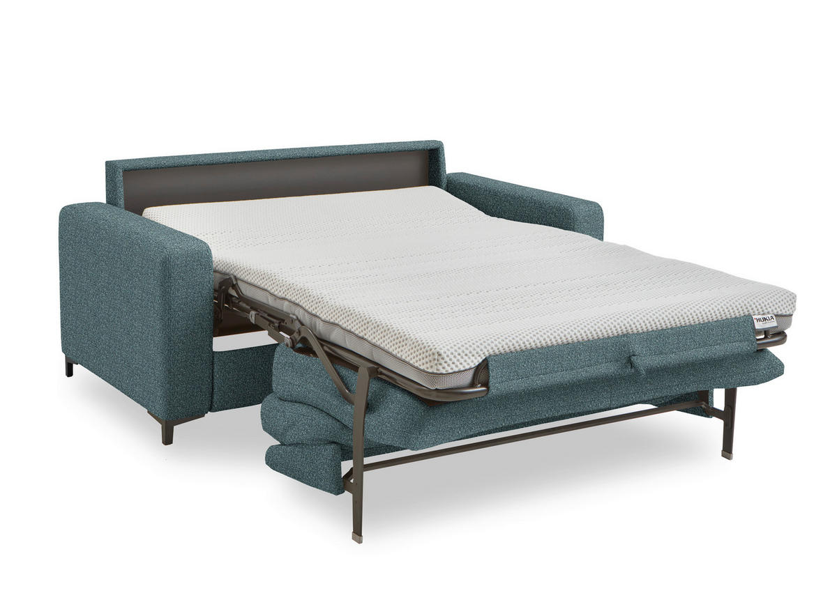SCHLAFSOFA Webstoff Blaugrau Fussart wählbar, Stoffauswahl, Schlafen auf Sitzhöhe, Rückenfutter, Armteil links, Armteil rechts  - Blaugrau/Schwarz, Konventionell, Textil/Metall (196/87/103cm) - Dieter Knoll