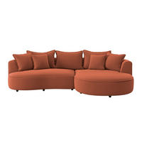 ECKSOFA in Velours, Struktur Terracotta  - Terracotta/Schwarz, Modern, Kunststoff/Textil (287/168cm) - Livetastic