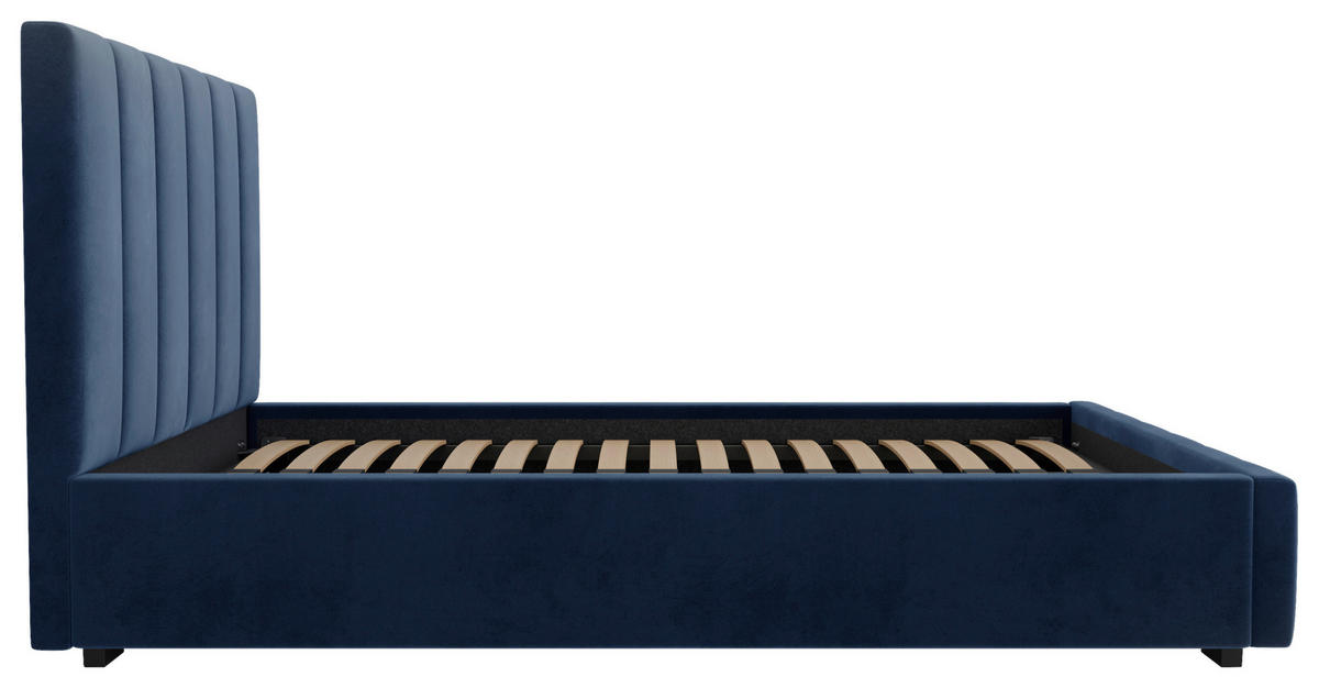 POLSTERBETT Lattenrost, Bettkasten 140/200 cm  in Blau  - Blau/Schwarz, Design, Holz/Kunststoff (140/200cm) - Boxxx