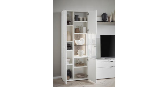 WOHNWAND  in Weiß  303/206/45 cm  - Schwarz/Weiß, Design, Glas/Keramik (303/206/45cm) - Dieter Knoll