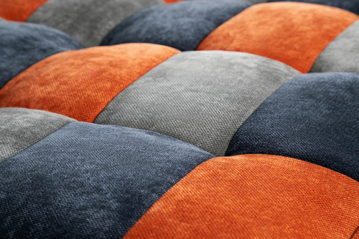 SCHLAFSOFA Chenille Blau, Grau, Orange  - Blau/Naturfarben, Design, Holz/Textil (180/77/91cm) - MID.YOU