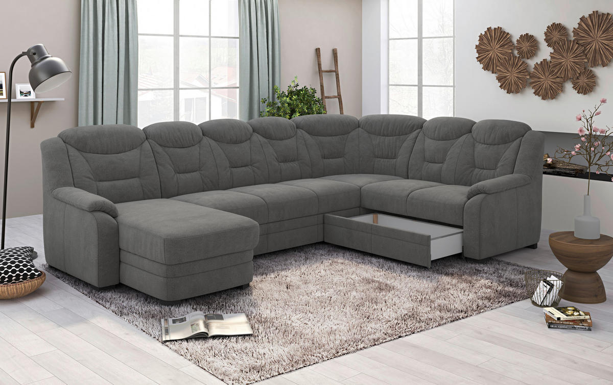 WOHNLANDSCHAFT  in Chenille Anthrazit  - Anthrazit/Schwarz, Basics, Kunststoff/Textil (162/330/211cm) - MID.YOU