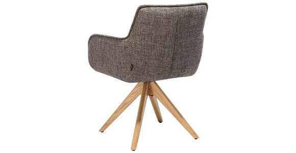 ARMLEHNSTUHL in Mikrofaser - Eichefarben/Grau, Design, Holz/Textil (61/87,5/61cm) - Novel