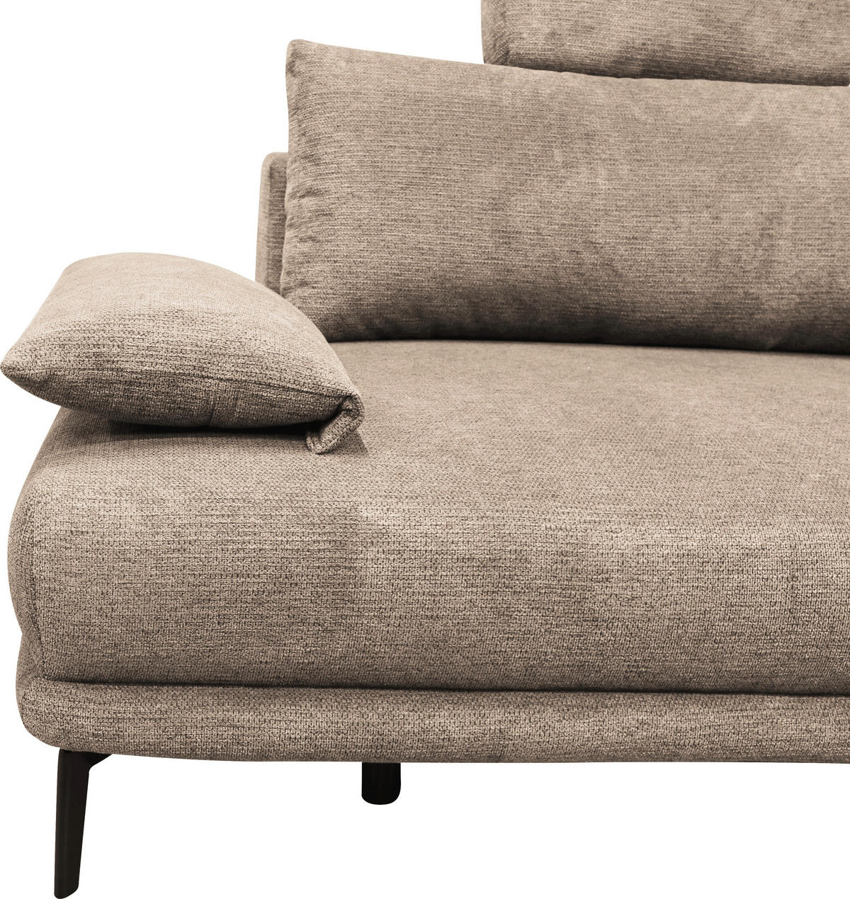 ECKSOFA in Webstoff Beige  260/192 cm  - Beige/Schwarz, Design, Textil/Metall (260/192cm) - MID.YOU