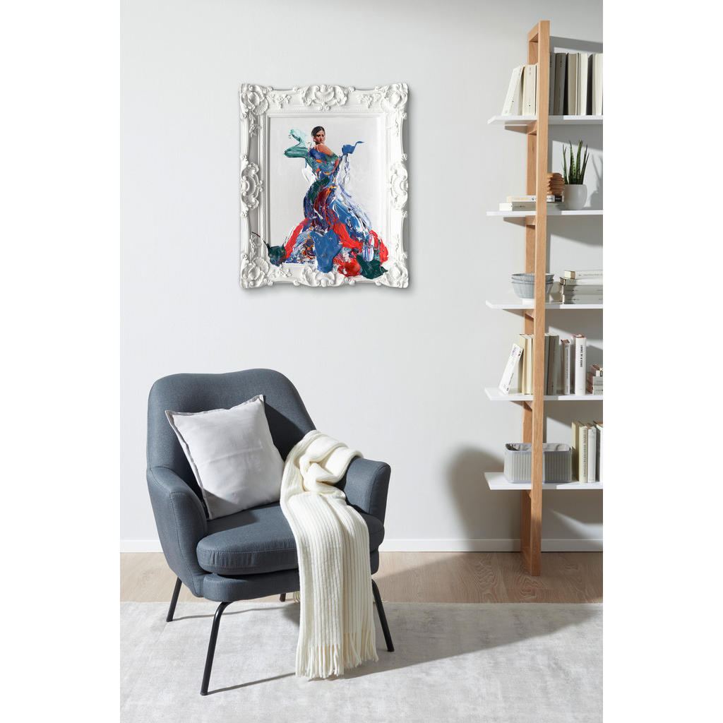 Thumbnail - Monee Ölgemälde, Blau, Grün, Orange, Rot, Weiß, Kunststoff, Textil, Papier, rechteckig, 60x70 cm, handgemalt, gerahmt, B...