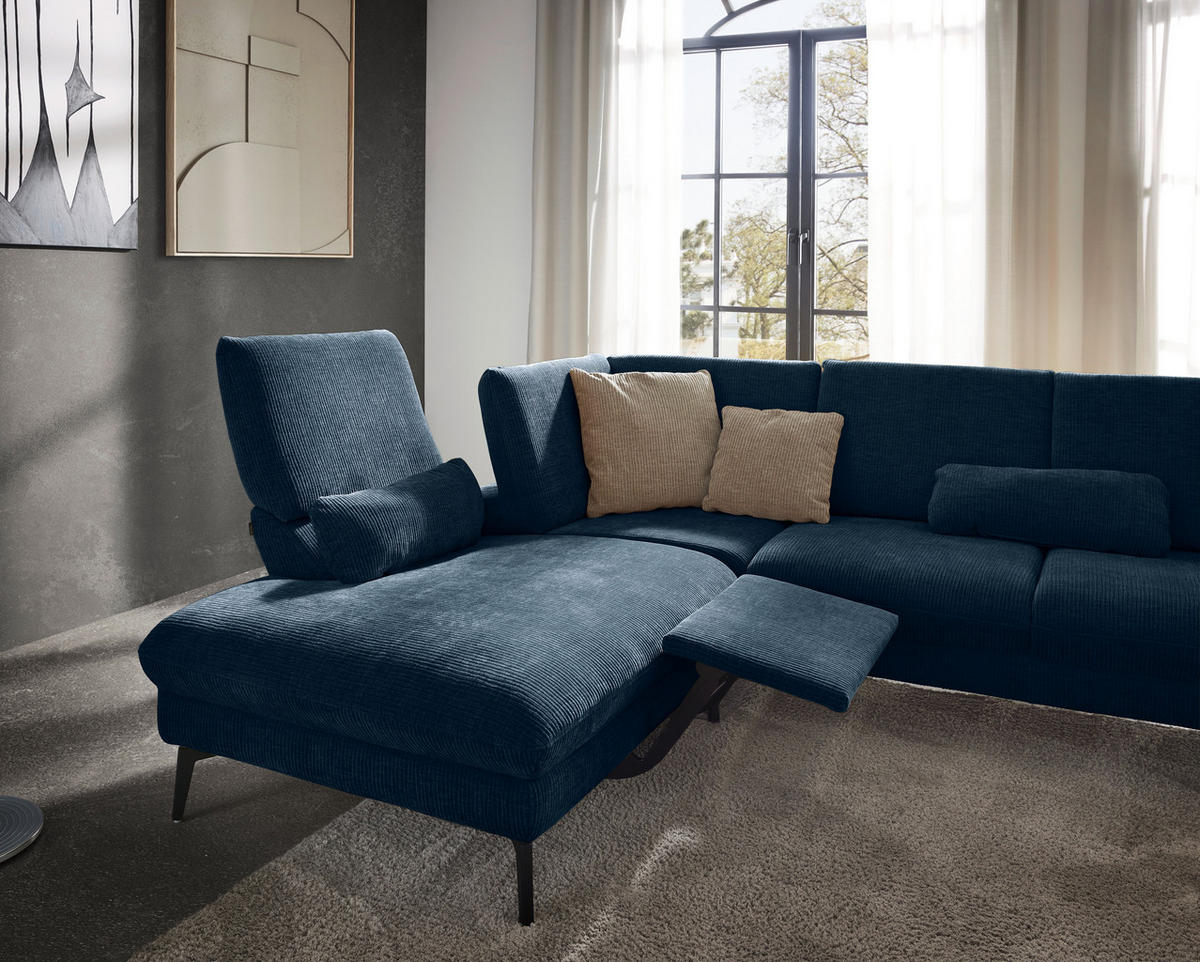 WOHNLANDSCHAFT in Webstoff Blau  - Blau/Schwarz, Design, Textil/Metall (208/354/157cm) - Dieter Knoll