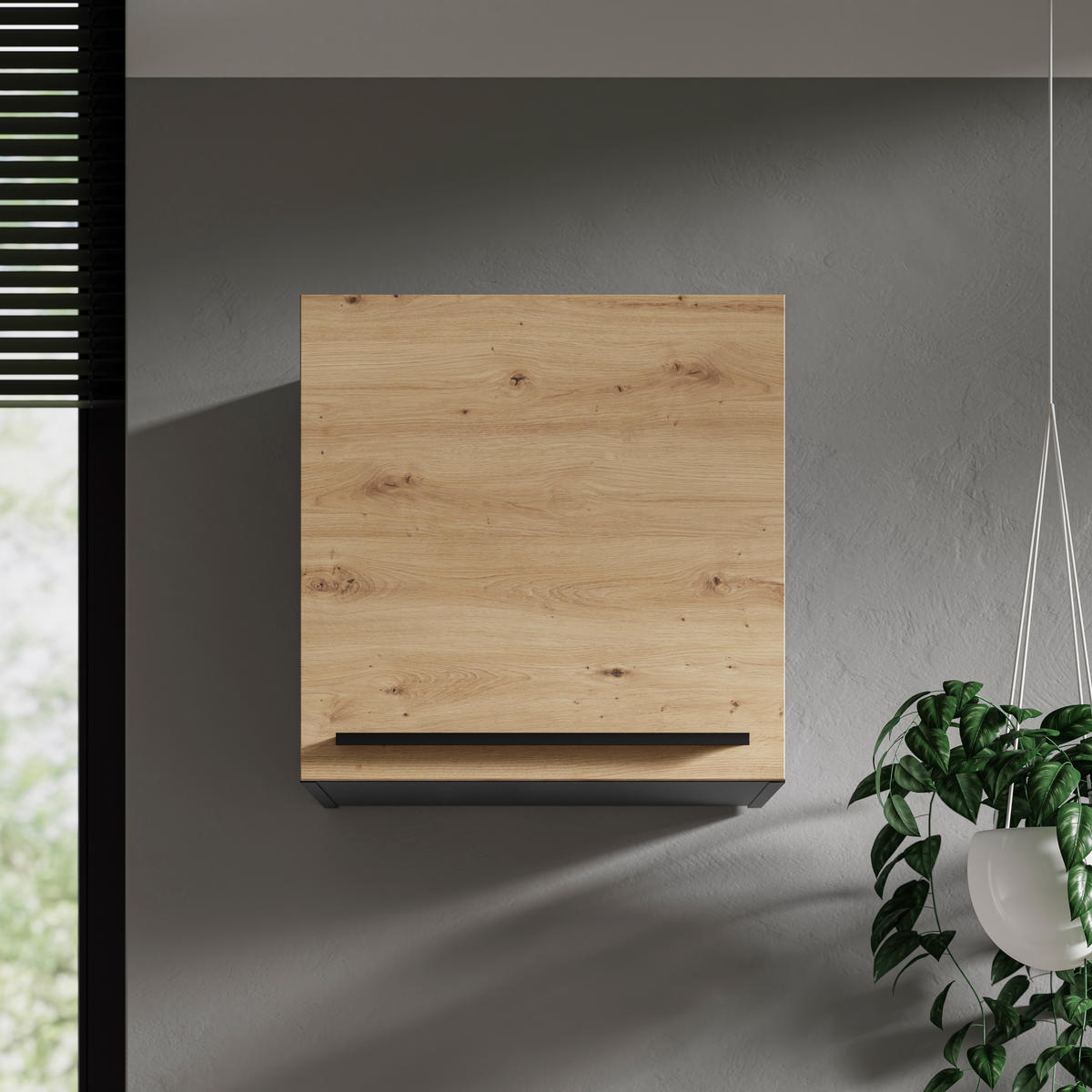 KÜCHENOBERSCHRANK 50/50/33 cm  in Anthrazit, Eiche Artisan  - Anthrazit/Schwarz, Design, Holzwerkstoff/Kunststoff (50/50/33cm) - MID.YOU