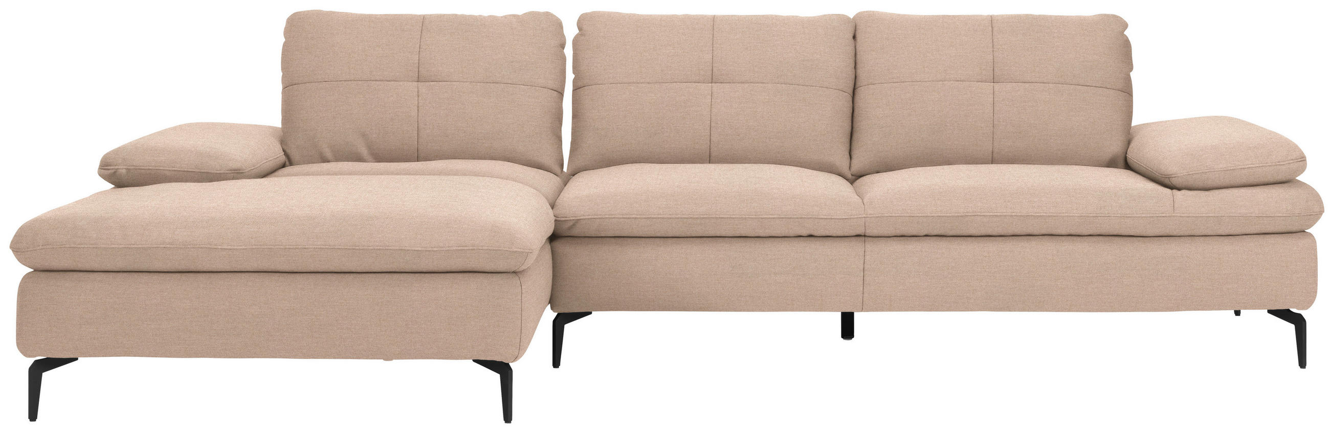 ECKSOFA in Webstoff Hellbraun  - Hellbraun/Schwarz, Design, Textil/Metall (179/301cm) - Chilliano