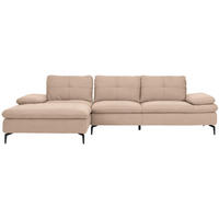 ECKSOFA in Webstoff Hellbraun  179/301 cm  - Hellbraun/Schwarz, Design, Textil/Metall (179/301cm) - Chilliano