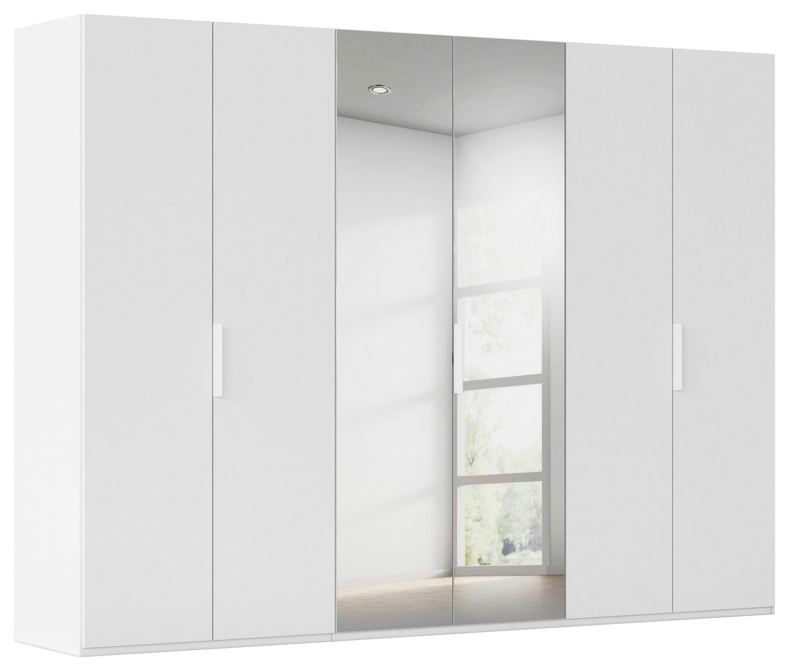 DREHTÜRENSCHRANK 301/223/61 cm,  in Weiß, 6-türig  - Weiß, Basics, Glas/Holzwerkstoff (301/223/61cm) - Novel