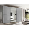 SCHWEBETÜRENSCHRANK 280/222/68 cm 3-türig Hellgrau  - Chromfarben/Hellgrau, Design, Glas/Holzwerkstoff (280/222/68cm) - Moderano
