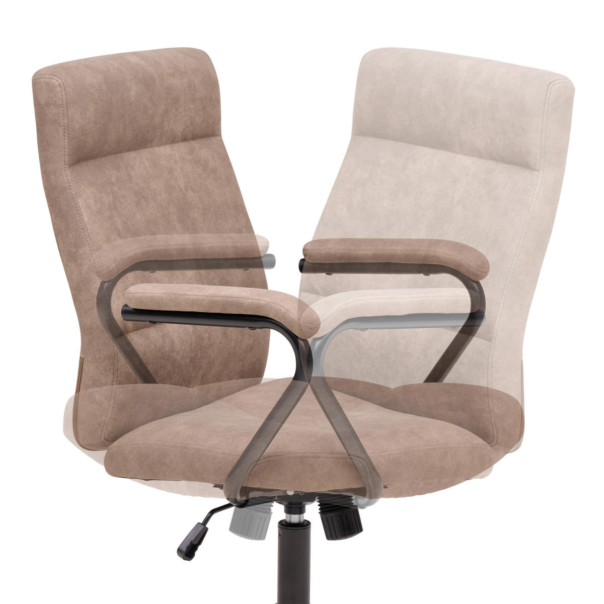 OTOČNÁ ŽIDLE, tkaná látka, černá, světle hnědá - černá/světle hnědá, Moderní, kov/textil (60/99-109/64cm) - MID.YOU