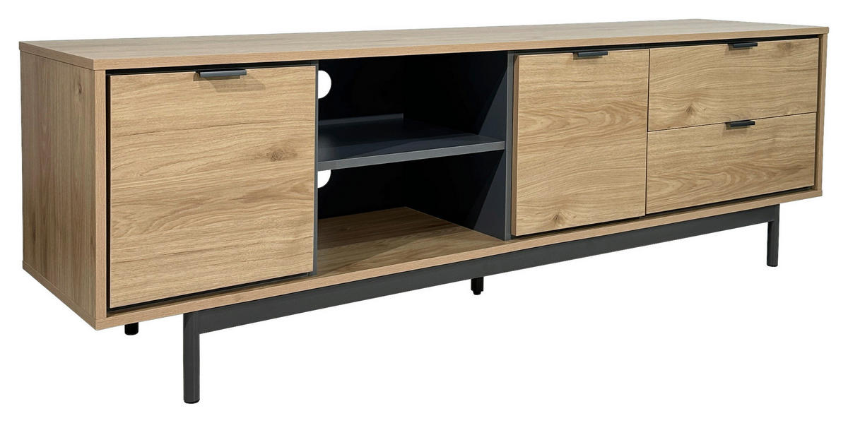 TV-BÄNK META  i 180/56,2/40 cm  - grå/antracit, Design, metall/trämaterial (180/56,2/40cm) - Xora