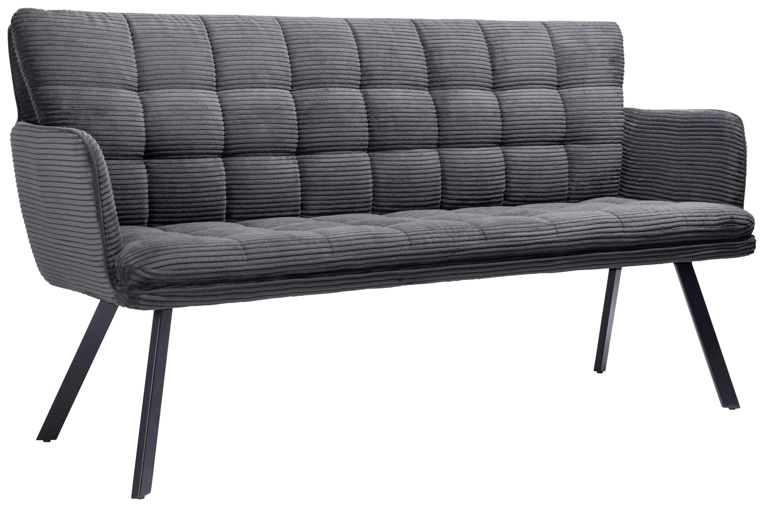 SITZBANK 170/88/65 cm Cord Blaugrau  - Blaugrau/Schwarz, Design, Textil/Metall (170/88/65cm) - Stylife