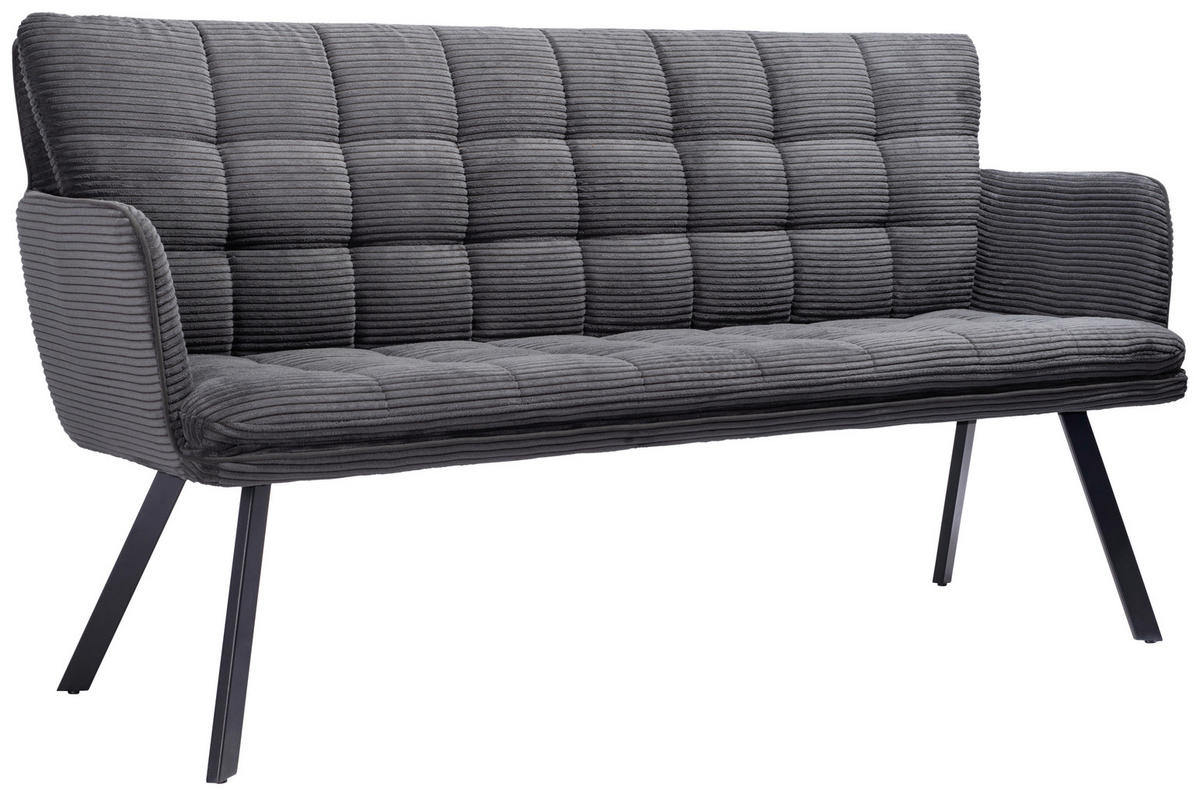 SITZBANK 170/88/65 cm Cord Blaugrau  - Blaugrau/Schwarz, Design, Textil/Metall (170/88/65cm) - Stylife