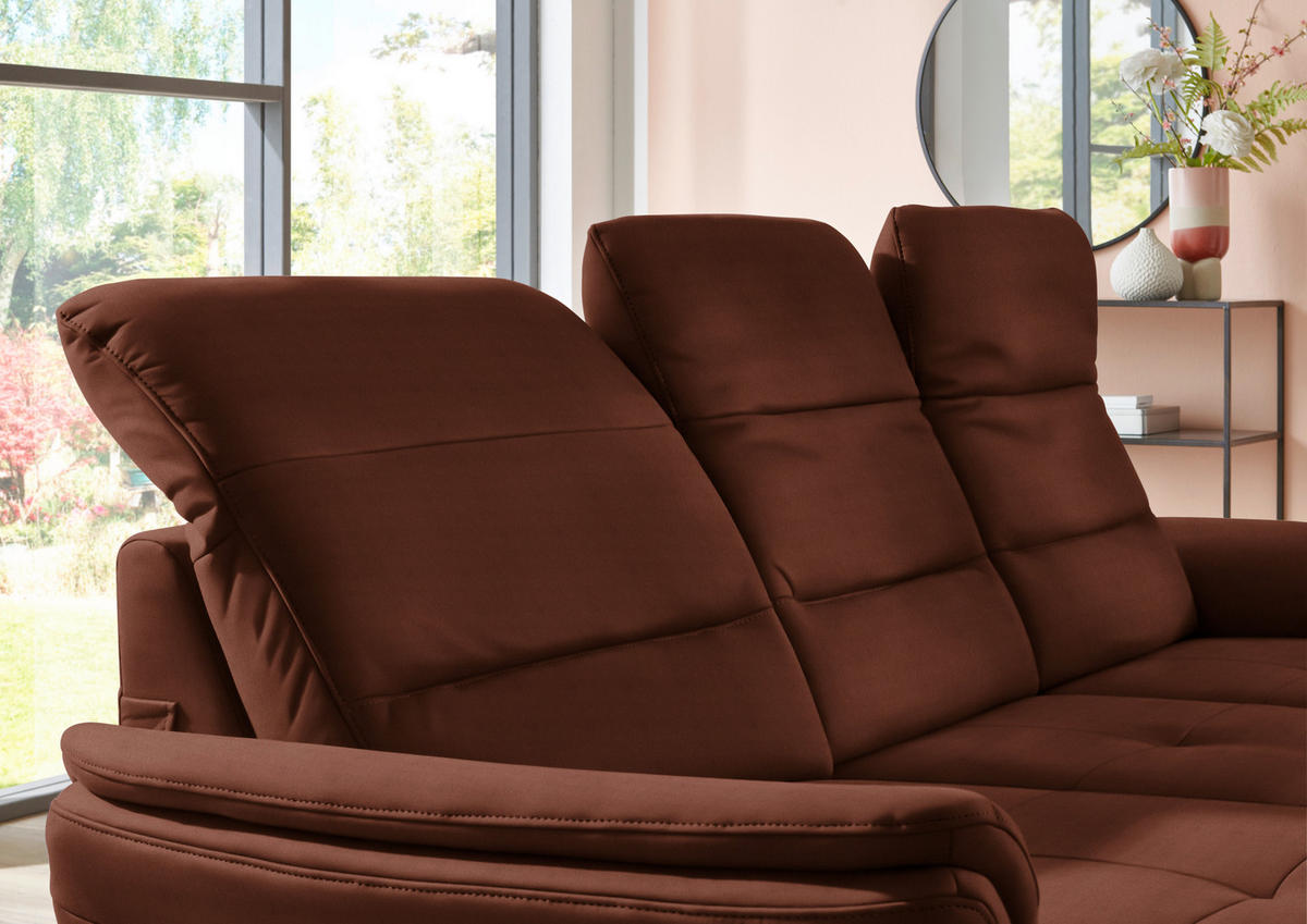 ECKSOFA in Flachgewebe Braun  - Schwarz/Braun, Konventionell, Textil/Metall (181/260cm) - Beldomo Speed