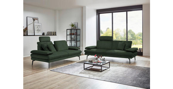 3-SITZER-SOFA in Velours Olivgrün  - Beige/Schwarz, Design, Textil/Metall (222/89/104cm) - Dieter Knoll