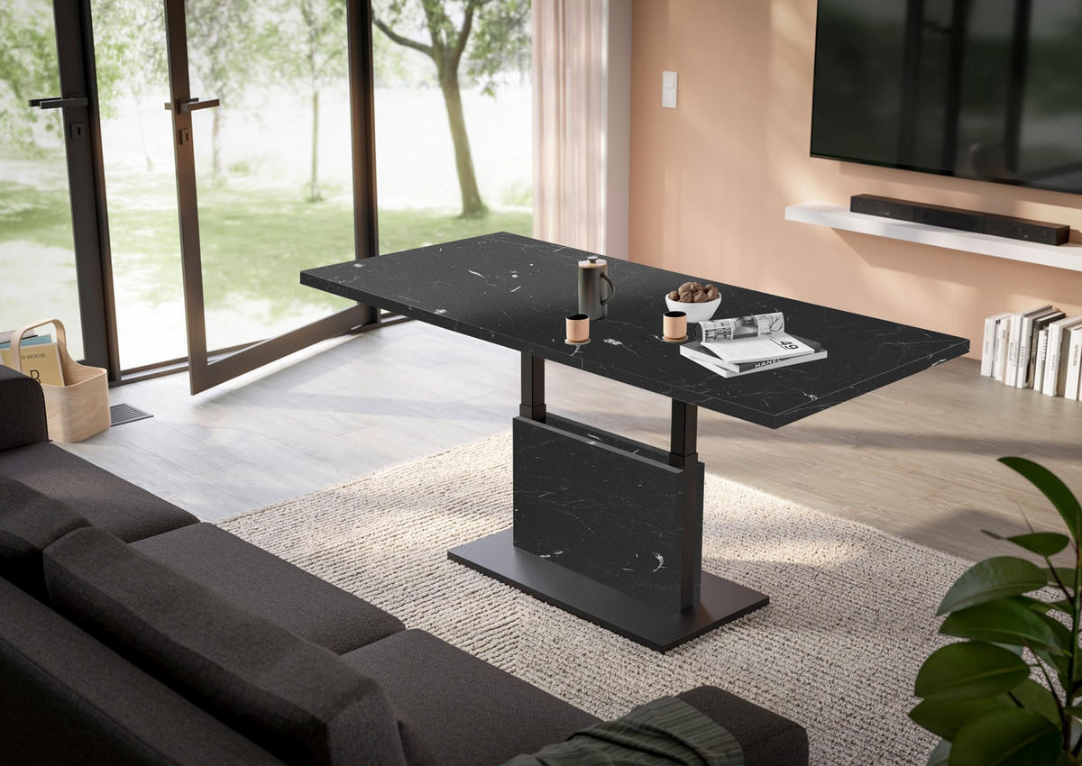 COUCHTISCH Lift Couchtisch rechteckig Schwarz  - Schwarz/Eiche Artisan, Design, Holzwerkstoff/Metall (120-160/56-75/70cm) - MID.YOU