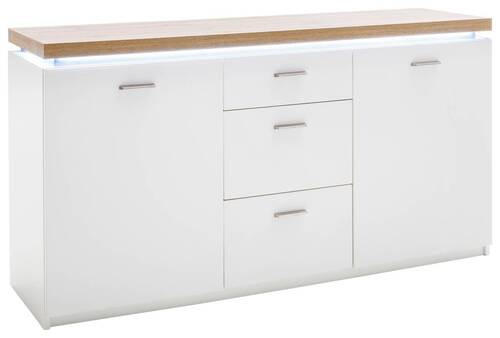 SIDEBOARD in 156/82/44 cm - Eichefarben/Weiß, Natur, Holzwerkstoff/Metall (156/82/44cm)
