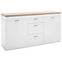 SIDEBOARD  in 156/82/44 cm  - Eichefarben/Weiß, Natur, Holzwerkstoff/Metall (156/82/44cm)