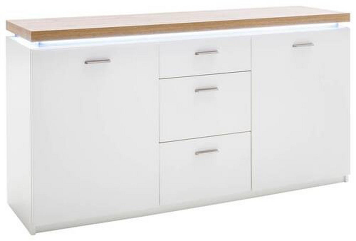SIDEBOARD  in 156/82/44 cm  - Eichefarben/Weiß, Natur, Holzwerkstoff/Metall (156/82/44cm)
