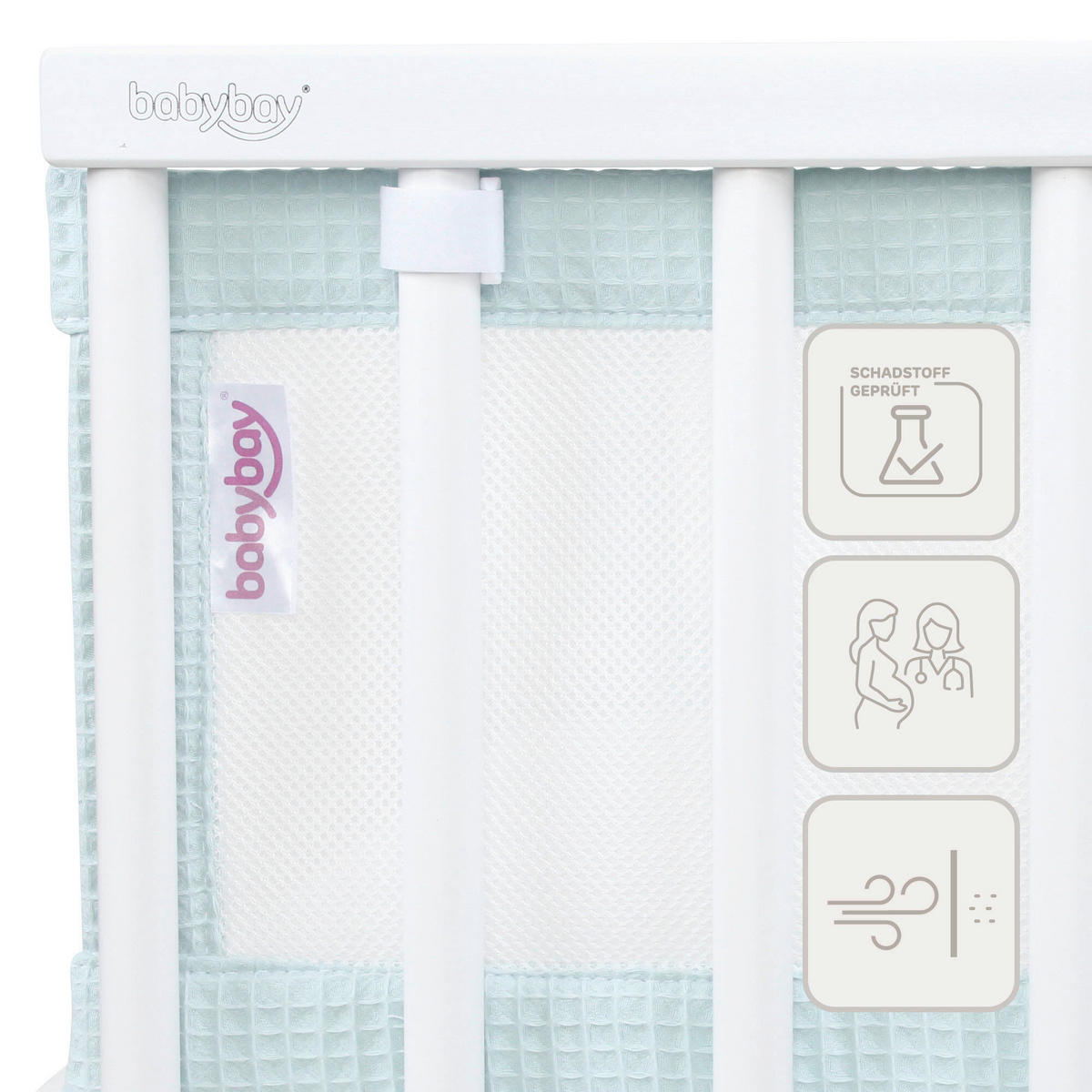 NESTCHEN babybay Nestchen 3D Mesh  - Pastellblau, Basics, Naturmaterialien (168/24/2cm) - Tobi