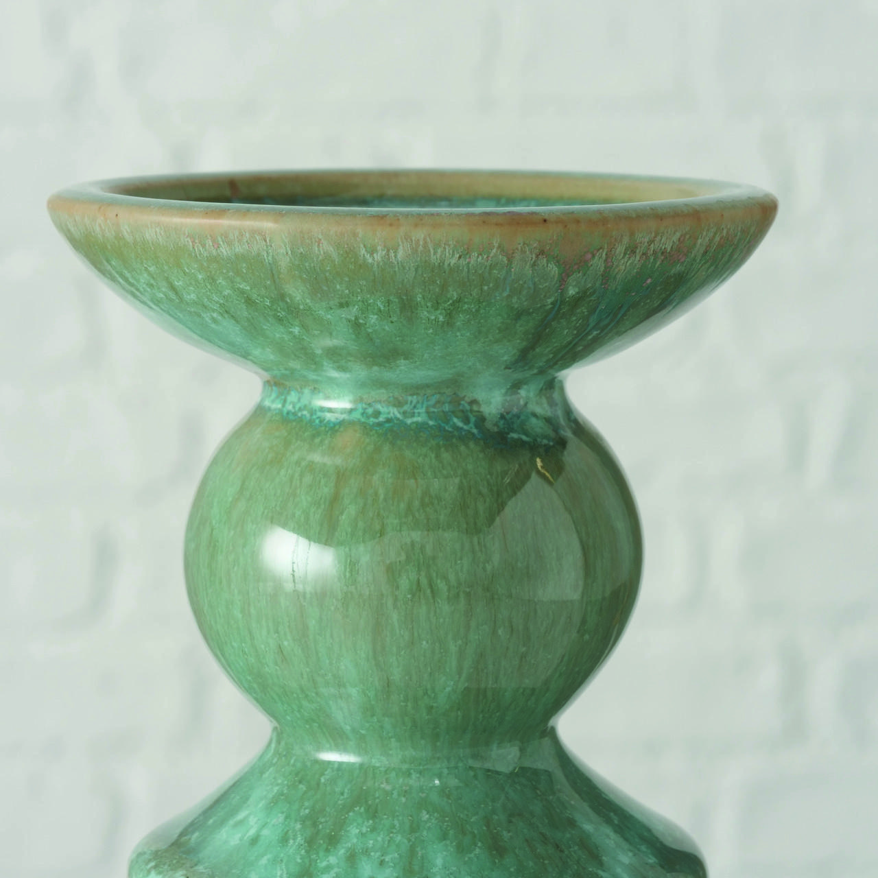 LJUSSTAKE  - beige/grön, Basics, keramik (10/24cm)