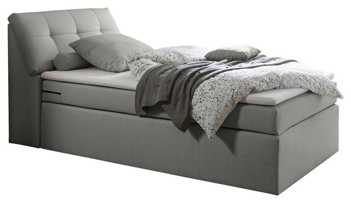 BOXSPRINGBETT 120/200 cm,  in Silberfarben,  - Silberfarben, Design, Kunststoff/Textil (120/200cm) - Esposa