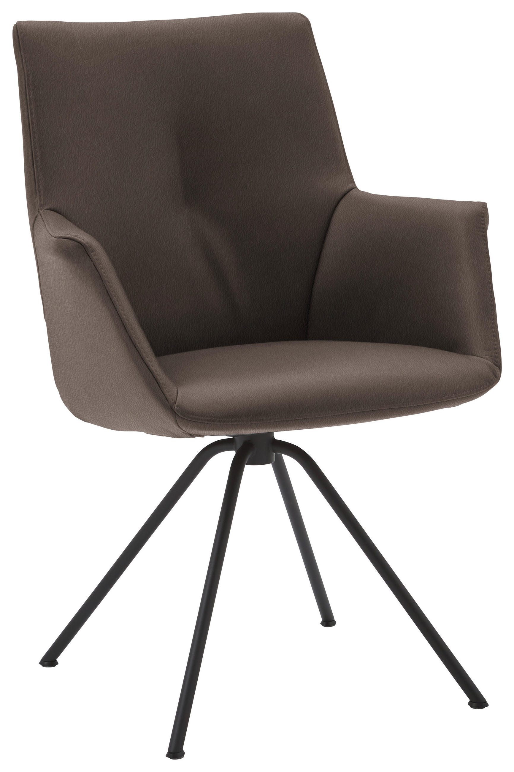 ARMLEHNSTUHL  in Stahl Echtleder pigmentiert  - Schwarz/Braun, Design, Leder/Metall (65/91/63cm) - Dieter Knoll