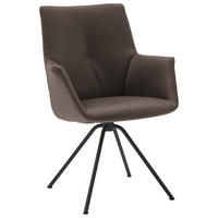 ARMLEHNSTUHL  in Stahl Echtleder pigmentiert  - Schwarz/Braun, Design, Leder/Metall (65/91/63cm) - Dieter Knoll